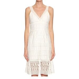 Diane von Furstenberg Tiana White Crochet Lace Flounce Mini Dress 4